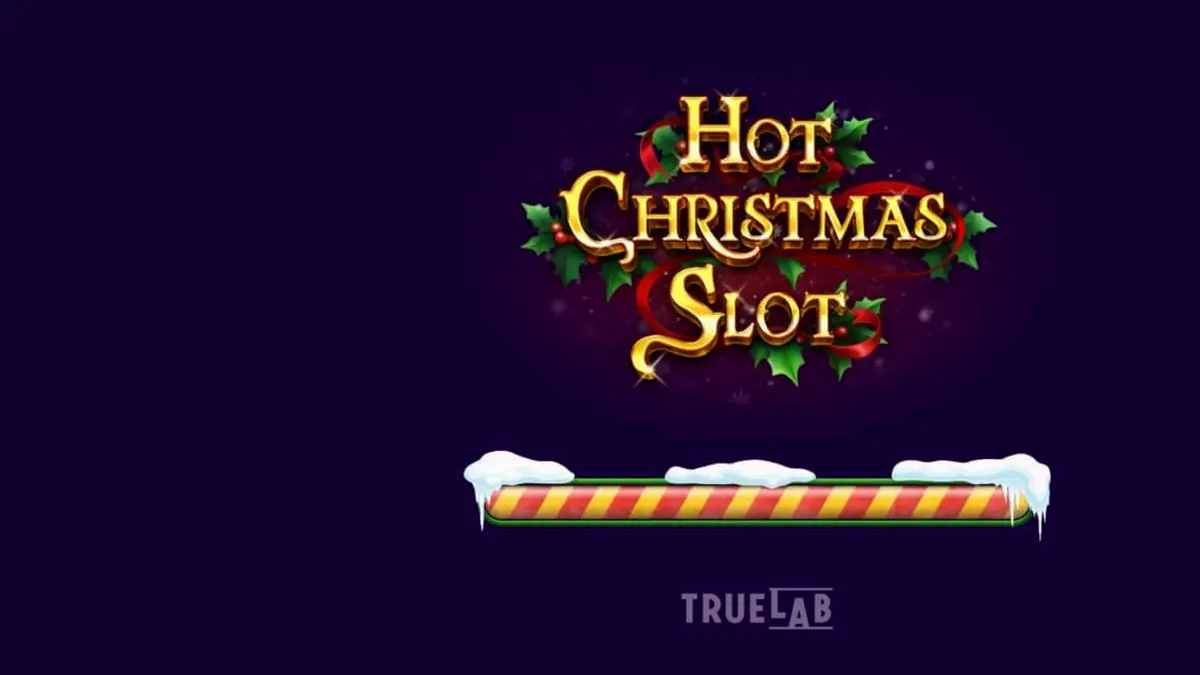 Tampilan visual mesin slot Hot Christmas dengan simbol buah klasik dan dekorasi Natal